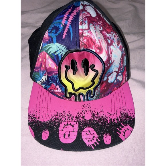 Top Level Other - Top Level Hat Snapback PinkSmiley Face Trippy Drip Ooze Psychedelic Mushroom Men